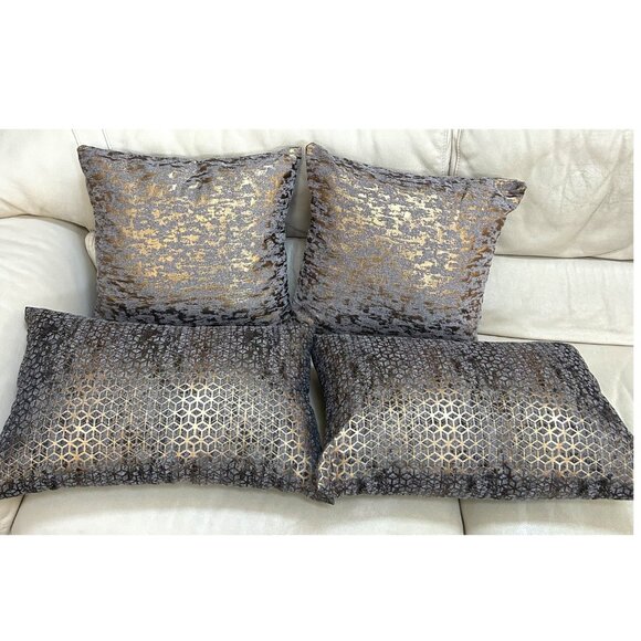 New 4 pack Bronze Gold Metallic Decorative Throw Pillow - Picture 3 of 6